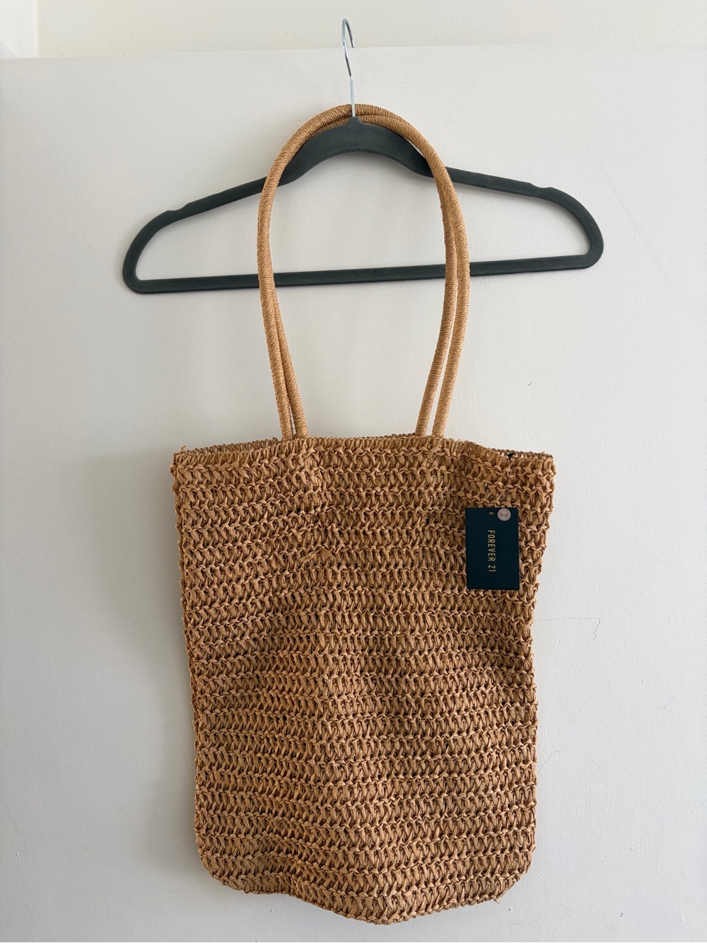 Forever 21 tan woven bag NEW WITH TAGS